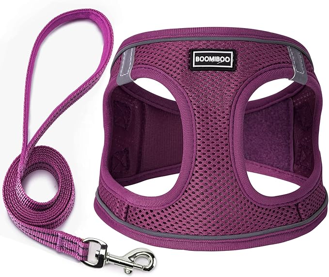 Dog Harness with Leash Set, No Pull Adjustable Reflective Step-in Puppy Pet by BOOMIBOO