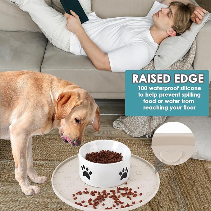 Pet Feeding Mat, Waterproof, Raised Edges to Prevent Spills, Easy Clean in - Image 6