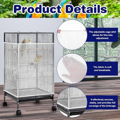 Universal Bird Cage Seed Catcher Net, Stretchy Band Skirts Bird Cage Net - Image 5