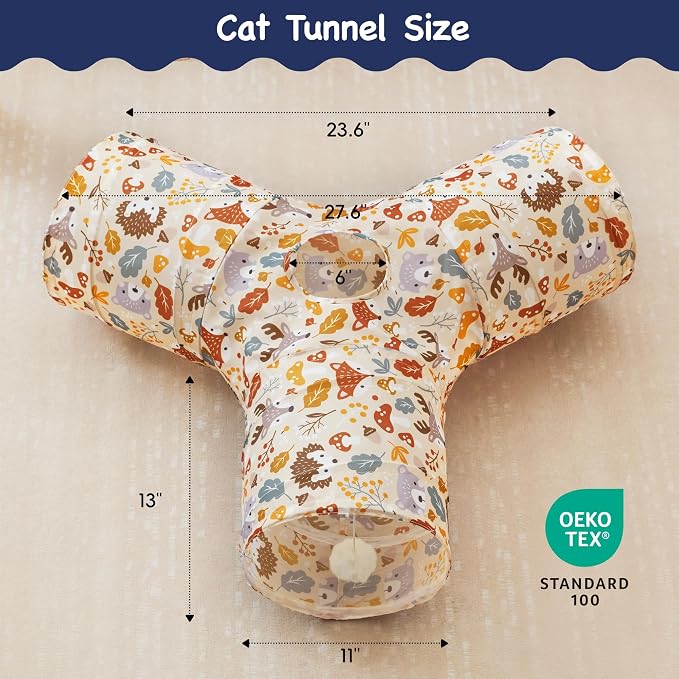 Tempcore Pet Cat Tunnel Tube Cat Toys 3 Way Collapsible, Cat Tunnels - Image 2