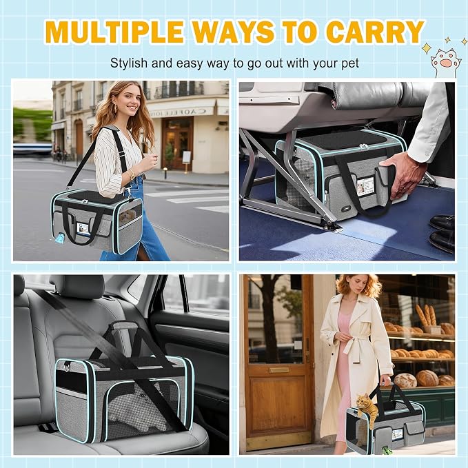 HUANLANG Soft-Sided Cat Carrier Airline Approved, Dog Carriers - Image 8
