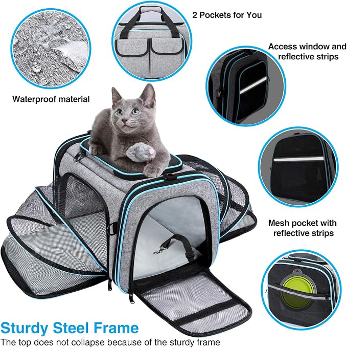 Airline Approved Pet Carrier, Large Soft Sided Pet Travel TSA Carrier 4 Sides - Image 5