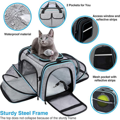 Airline Approved Pet Carrier, Large Soft Sided Pet Travel TSA Carrier 4 Sides - Image 5