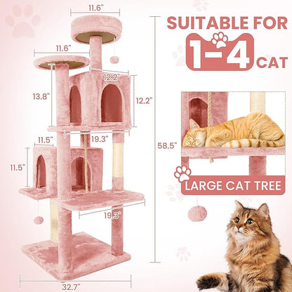 58.5inch Large Cat Tree Tower Condo - Image 2