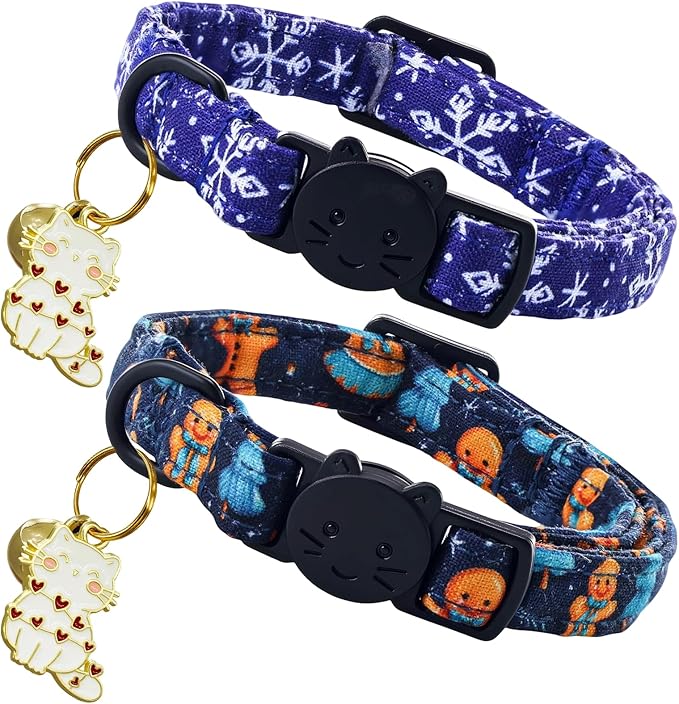 Elegant little tail 2 Pack Cat Collar- Christmas Cat Collars Breakaway by Elegantlittletail