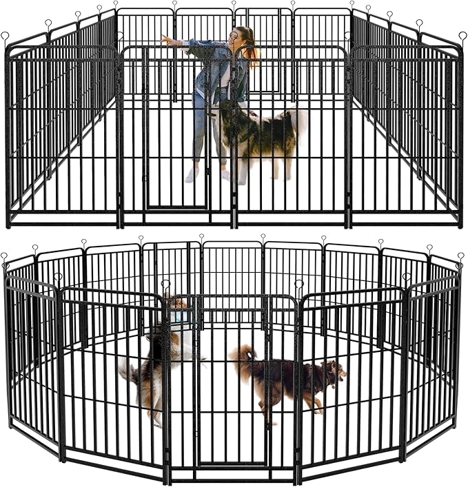 Heavy Duty Dog Playpen: 16 Steel Panels 47" Height, Square Steel Pipe by Committedtobetterpetlife