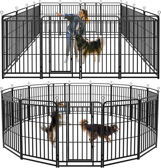 Heavy Duty Dog Playpen: 16 Steel Panels 47" Height, Square Steel Pipe by Committedtobetterpetlife