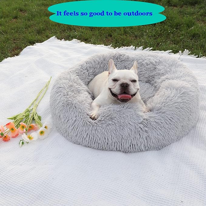 Calming Dog Bed for Medium Dogs Washable Donut 30 inches Anti-Slip Pet Bed - Image 4