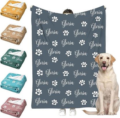 Personalized Paw Print Dog Blanket by Faroishta