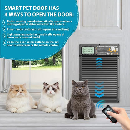 Cat Door, Cat Door Interior Door Radar, Timer & Light Sensor Modes, Solar & USB - Image 5