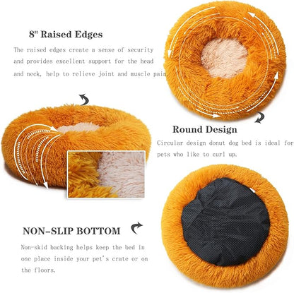 Calming Donut Dogs Beds for Small Dogs Washable, 19inch Fluffy Round Puppy Bed - Image 4