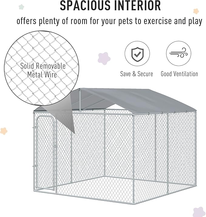 PawHut Outdoor Dog Kennel, Heavy Duty Dog Run Outdoor Fence - Image 3