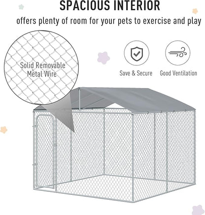 PawHut Outdoor Dog Kennel, Heavy Duty Dog Run Outdoor Fence - Image 3