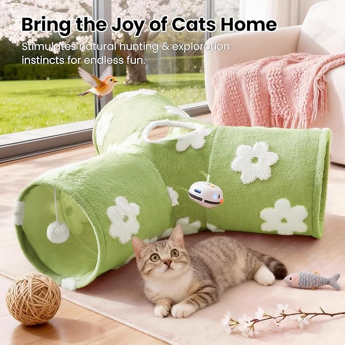Tempcore Flannel Pet Cat Tunnel Tube Cat Toys 3 Way Collapsible, Cat Tunnels - Image 5