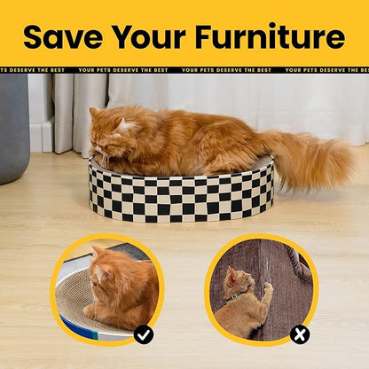 Cat Scratcher Bed, 2 in 1 Oval Cat Scratching Board - Image 4