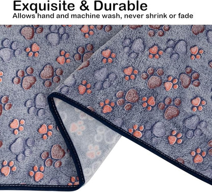 Dono 1 Pack 3 Dog Blankets for Small Dogs, Soft Fluffy Paw Print Pattern Fleece - Image 4