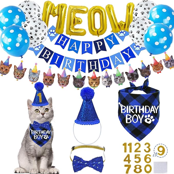 STMK Cat Birthday Party Supplies, Cat Birthday Hat by STMK