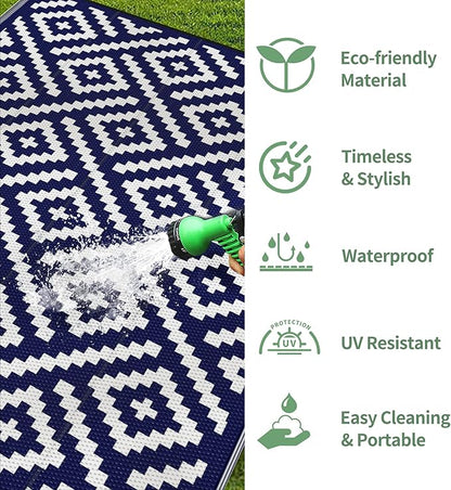 GENIMO Outdoor Rugs 8x10 Waterproof, Reversible Mats, Area Plastic Straw Rug - Image 5