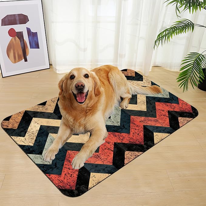 Vintage Plaid Pet Food Mat for Cats and Dogs–Christmas Stocking Absorbent Quick - Image 7