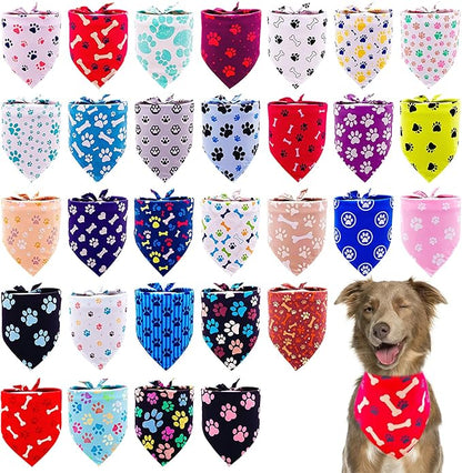 30 Pcs Paw Print Bandanas Bulk for Large Dogs 33 Inch XL Stitch Dog Bandanas by Bestwishforyou