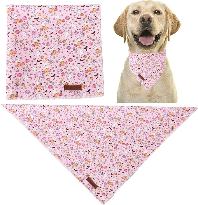 Halloween Pumpkin Dog Bandana, Halloween Triangle Bid Scarf - Image 2