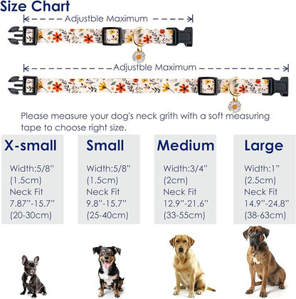 Cute Dog Collar Beige Flower Pattern - Image 4
