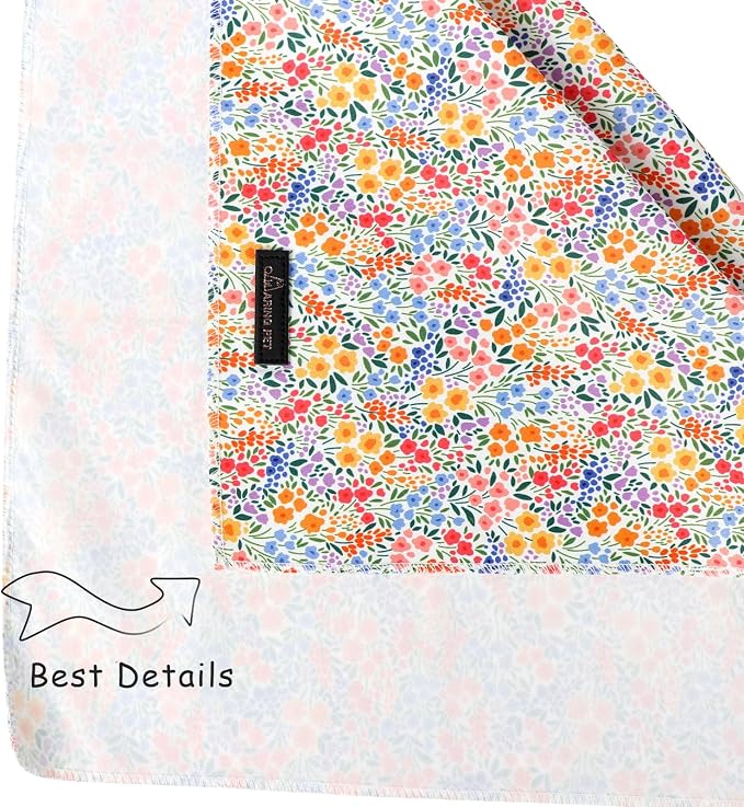 ARING PET Girl Dog Bandana, Spring Summer Daisy Floral Pet Bandana Scarf - Image 3