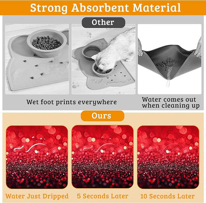 Red Gradienr Feeding Mat, Non-Slip Rubber Backing Mat, Cat Dog Accessories - Image 3