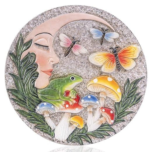 Garden Stepping Stones Outdoor, 9.8" Resin Frog Stepping Stone by Bechivie