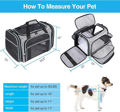 Airline Approved Portable Pet Carrier 2 Sides Expandable Soft-Sided Large Cats - Image 2