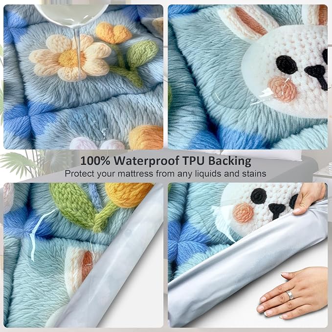 Waterproof Mattress Protector Full, Fitted Sheet Style Breathable Mattress Cover - Image 2