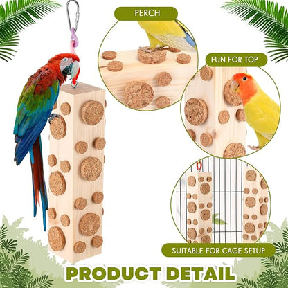 Skyygemm 2 Pcs Bird Parrot Chew Toys Wooden Foraging Hanging - Image 3