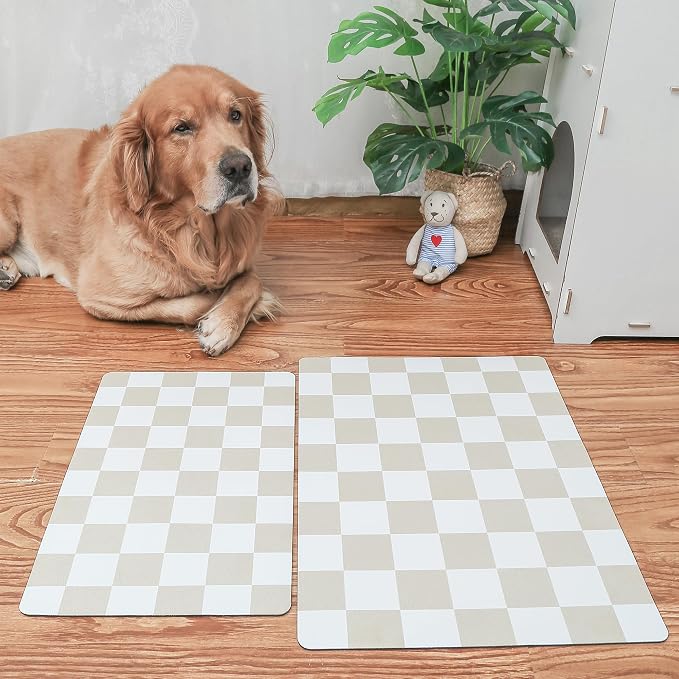 Ralxion Checkered Dog Feeding Mat, Absorbent Mats - Image 2