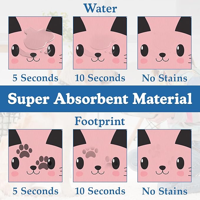 Pink Cat Meow Dog Food Mat–Christmas Stocking Absorbent Quick Dry Feeding - Image 3