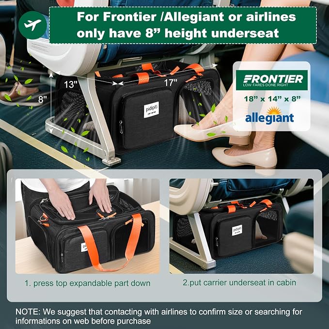 17x13x8 Frontier Allegiant Breeze Airlines Approved top Expandable pet Carrier - Image 2
