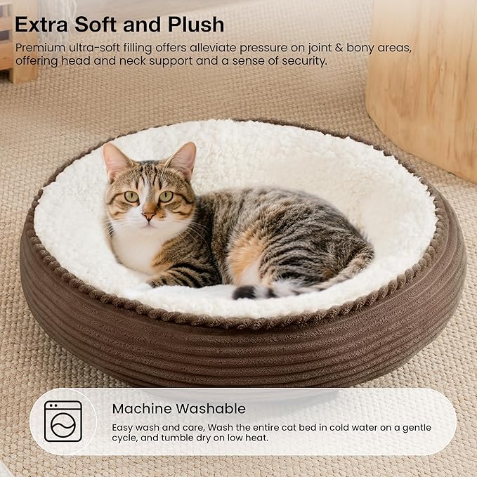 Love's cabin Round Donut Cat and Dog Cushion Bed, 20in Pet Bed - Image 7