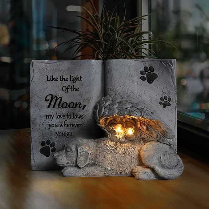 Solar Dog Angel Statue, Pet Dog Memorial Stone, Dog Memorial Gifts Or Garden - Image 3