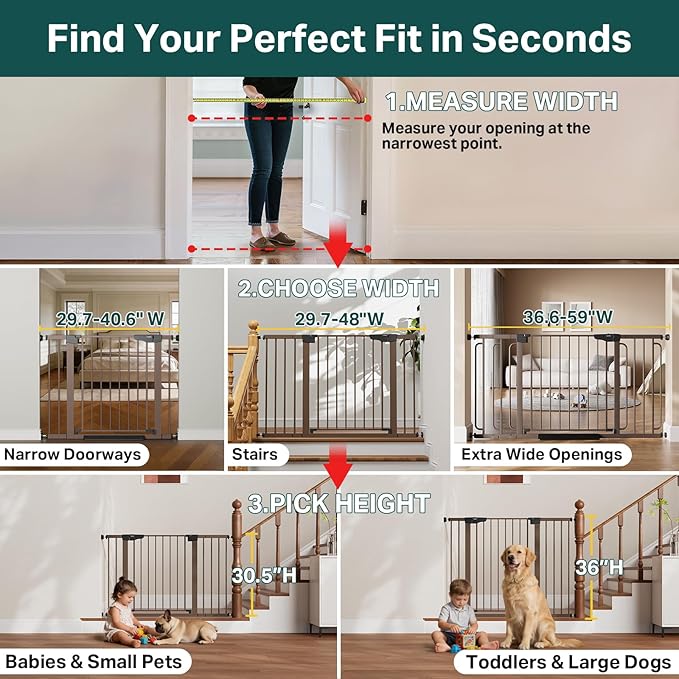Cumbor 29.7-40.6" Baby Gate for Stairs, Mom's Choice Awards Winner-Dog Gate for - Image 3