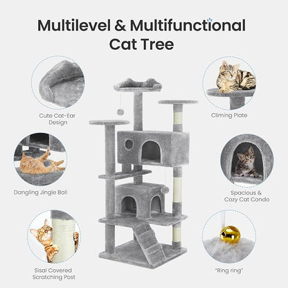 54 Inches Cat Tree Tower for Indoor Cats, Cat Tree Tower Condo - Image 3