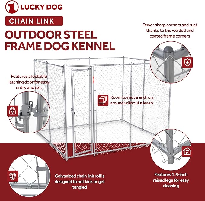 Lucky Dog 10' x 10' x 6' Heavy Duty Outdoor Welded Galvanized Steel Chain Link - Image 3