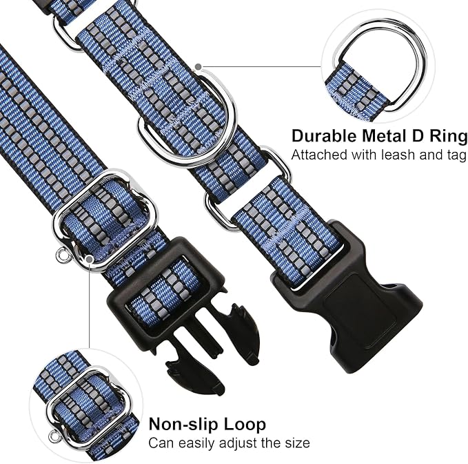 Martingale Dog Collar, Adjustable Nylon Reflective Collar - Image 3