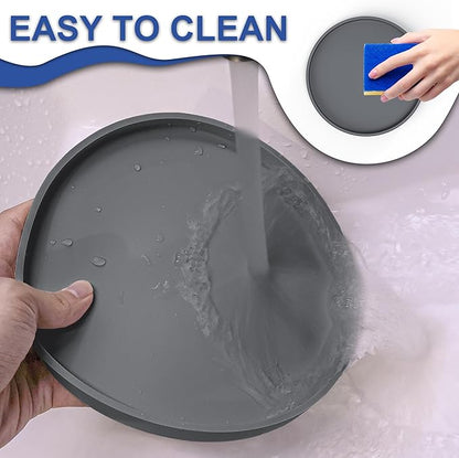 Arespark Cat Food Mat, Round Eating Plates Tray - Image 7