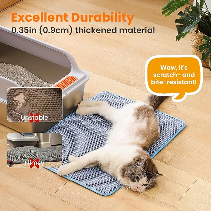 Cat Litter Mat, 24x18 Inches Large Double Layer Honeycomb Cat Litter Trapping - Image 6