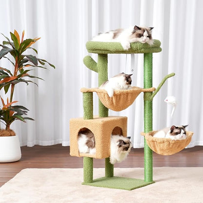 Heybly Cat Tree, 39.4 Inches Cactus Tower Condo - Image 2