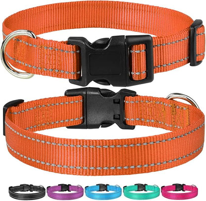 Reflective Dog Collar with Buckle Adjustable Safety Nylon Collars - Image 6