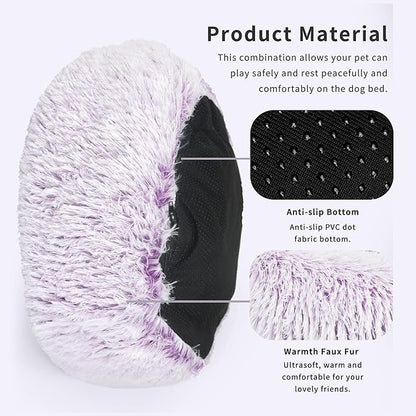 Calming Dog Bed for Medium Dogs Washable Donut 30 inches Anti-Slip Pet Bed - Image 5