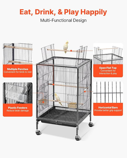 VEVOR Bird Cage, Open Flat Top, Wrought Iron Bird Flight Cage - Image 4