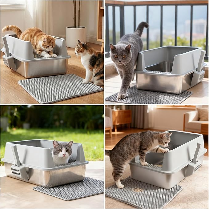 2 Pack Stainless Steel Litter Box, XL Metal Cat Litter Box - Image 7