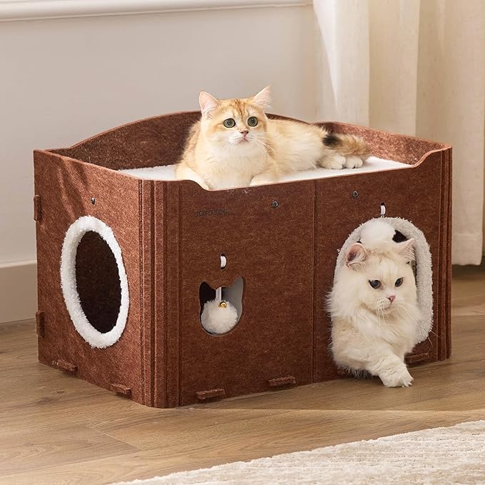 Joydeco Cat House for Indoor Cats, Extra Wide Scratch Resistant Felt Cat Condo by JOYDECO