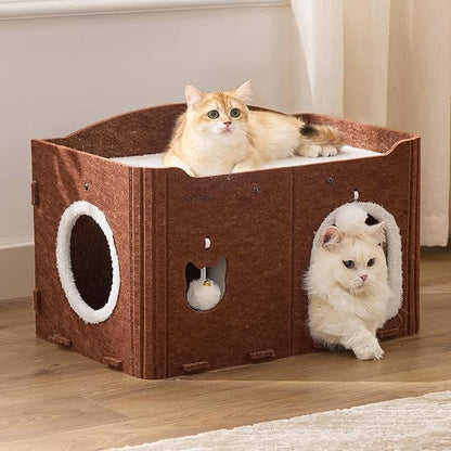 Joydeco Cat House for Indoor Cats, Extra Wide Scratch Resistant Felt Cat Condo by JOYDECO